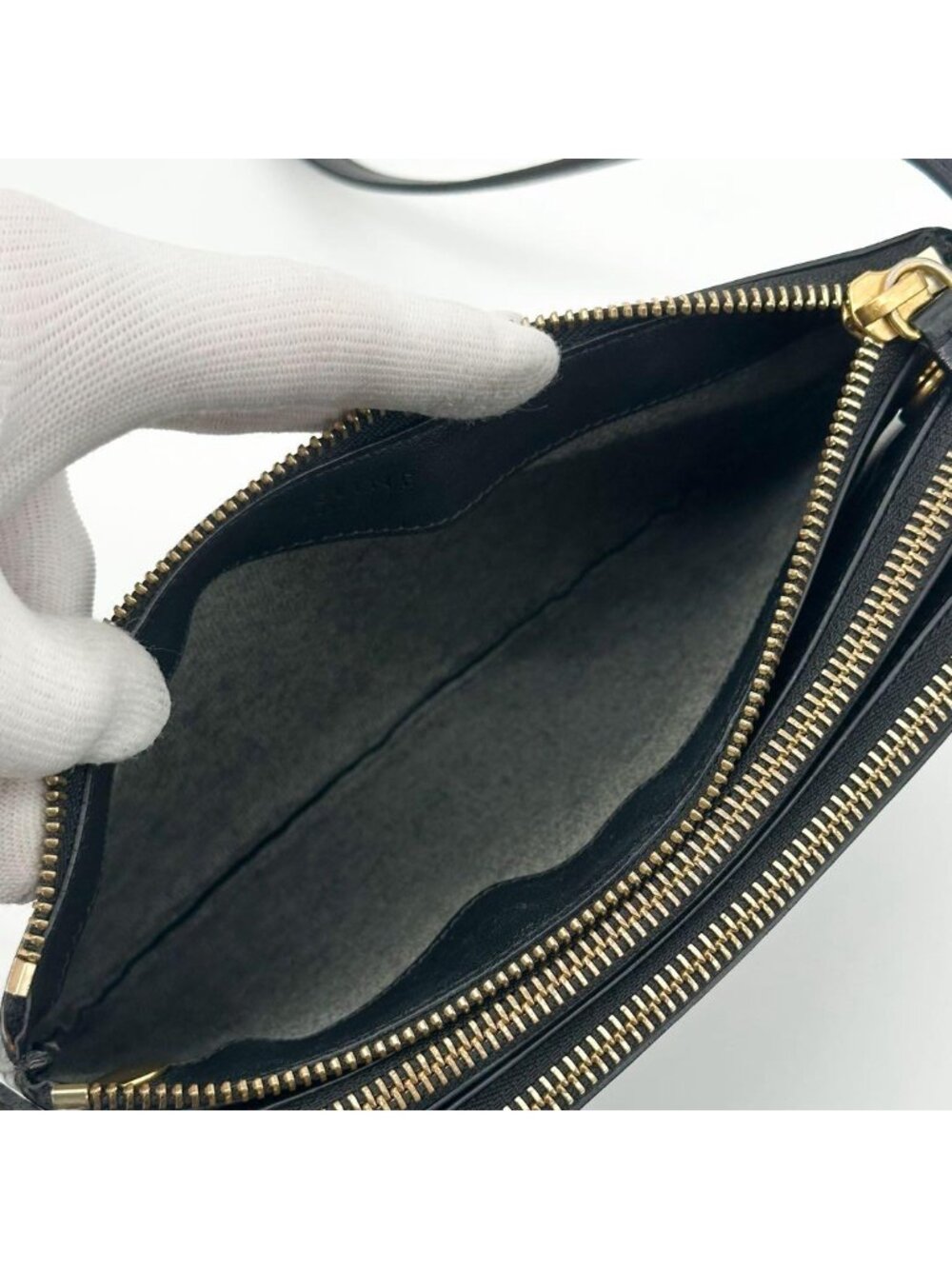 Celine Trio Small Shoulder Bag Pouch Leather Phoebe Philo Era - Picture 11 of 15